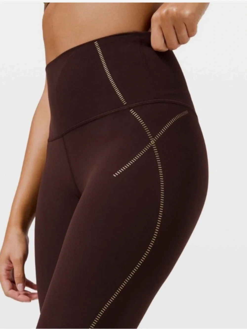 lululemon athletica French Press Align Gold Embossed Cropped Leggings NWOT